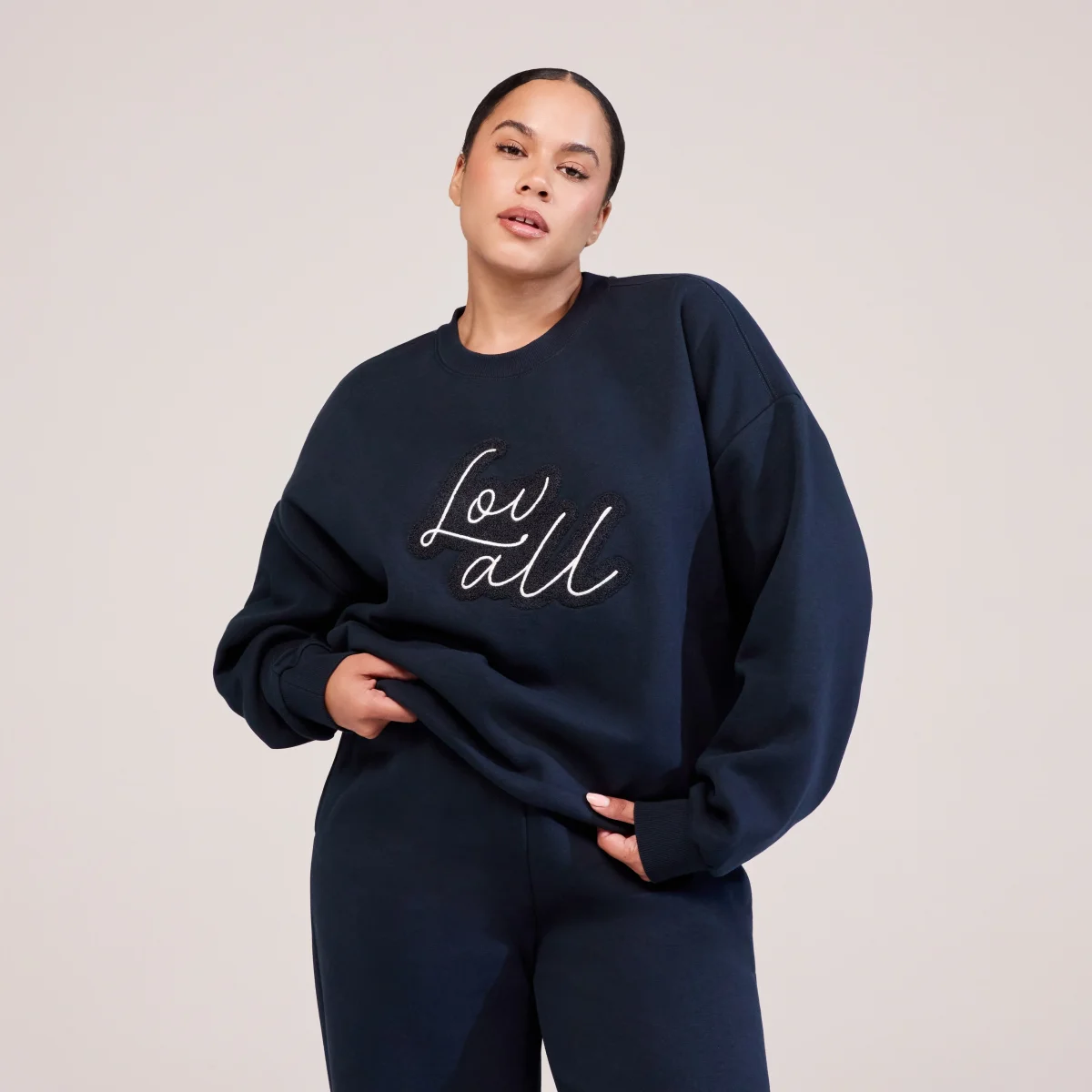 Organic Oversized Sweatshirt Lovall Script - Vintage Navy – Image 5