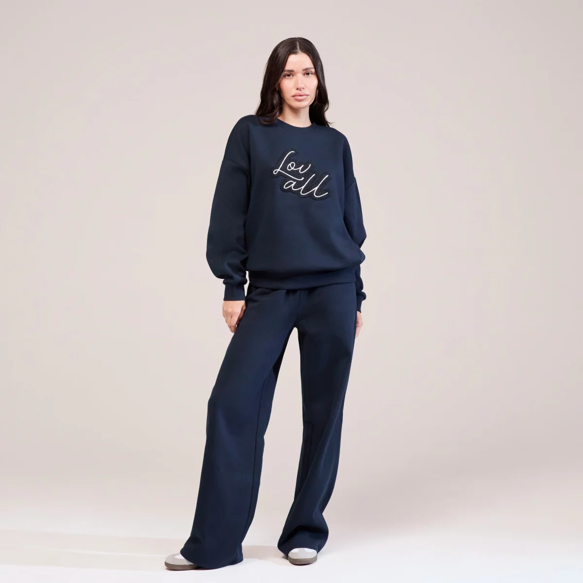 Organic Oversized Sweatshirt Lovall Script - Vintage Navy – Image 7