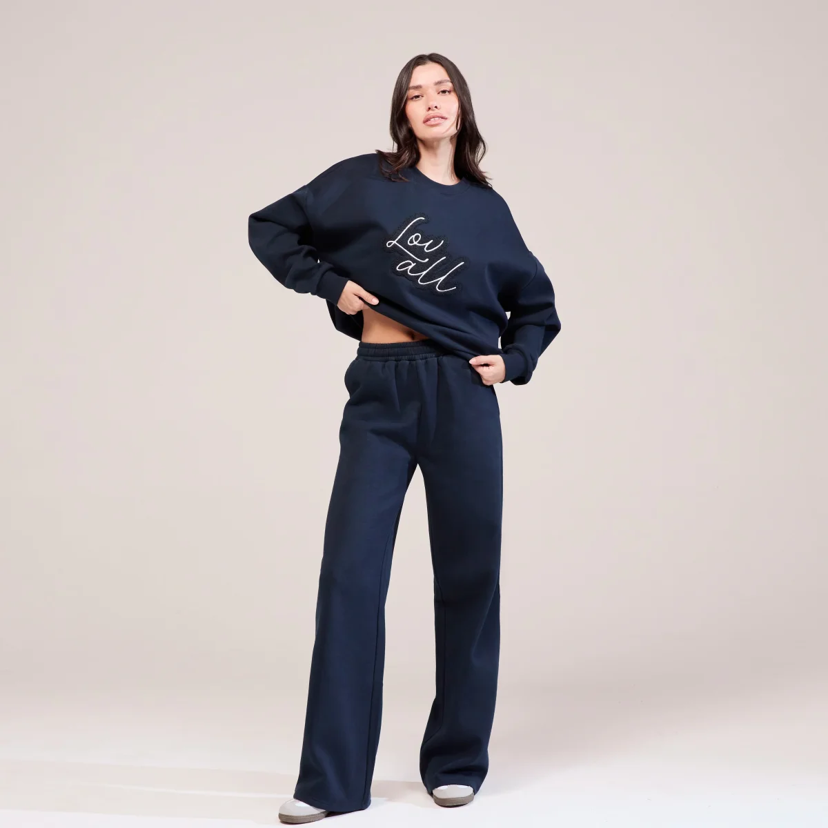 Organic Oversized Sweatshirt Lovall Script - Vintage Navy – Image 6
