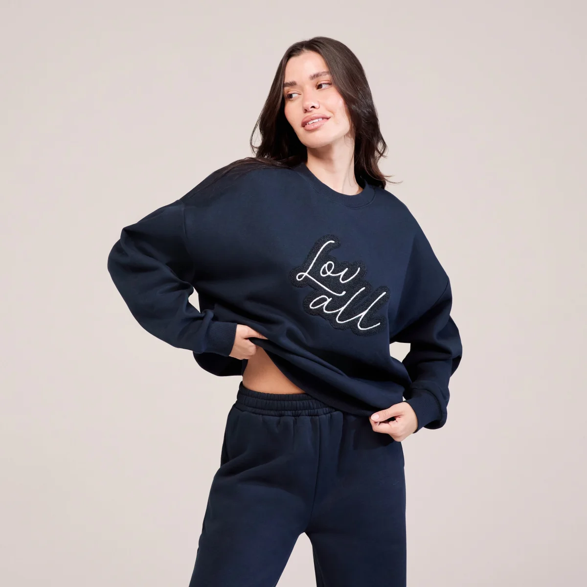 Organic Oversized Sweatshirt Lovall Script - Vintage Navy – Image 3