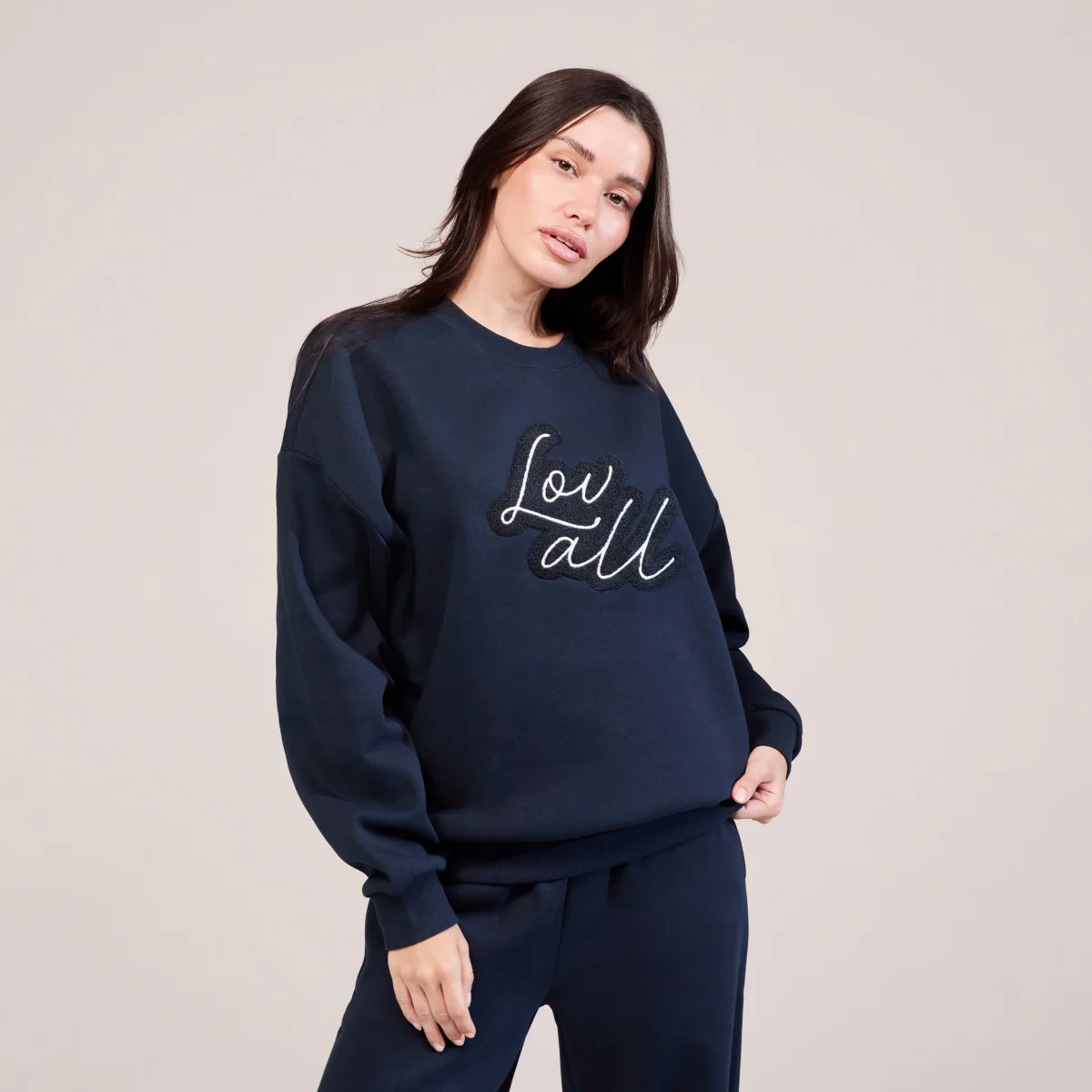 Organic Oversized Sweatshirt Lovall Script - Vintage Navy – Image 2