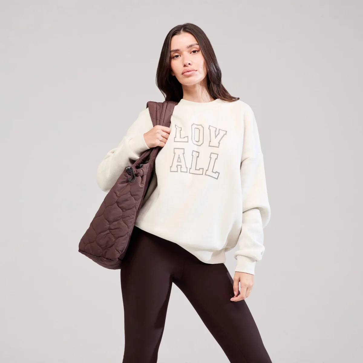 Heavyweight Oversized Sweatshirt Varsity - Ecru