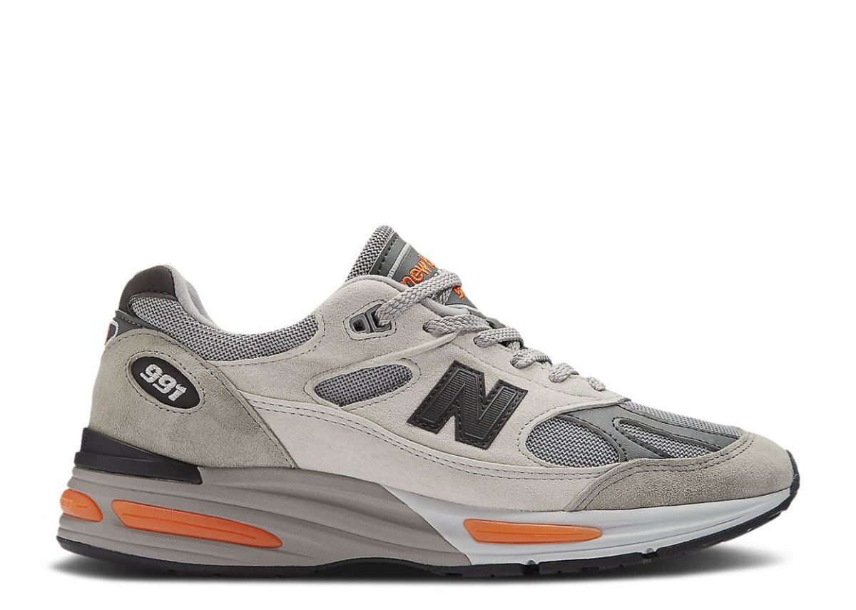 New Balance 991v2 MiUK Pelican Grey Orange – Image 2
