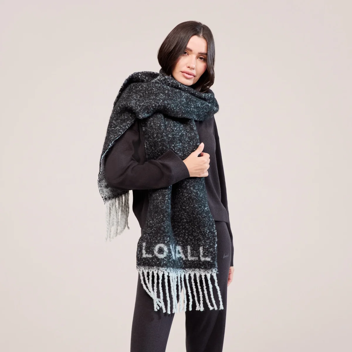 Woven Scarf - Black – Image 2