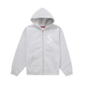 Supreme S Logo Zip Up Hooded Sweatshirt (FW24) Ash Grey