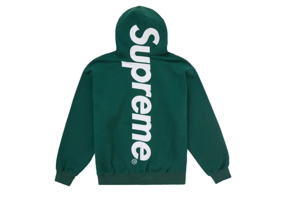 Supreme Satin Applique Hooded Sweatshirt FW24 Dark Green – Image 2