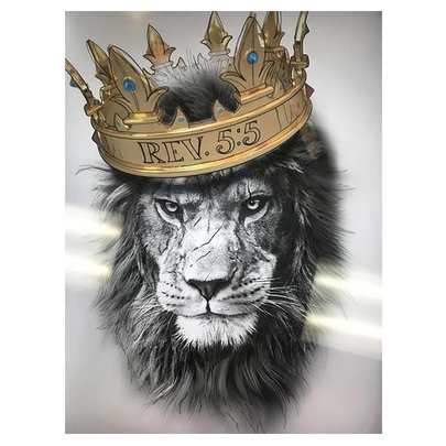 Tableau Tête de Lion Blanc – Couronne Dorée – Image 6